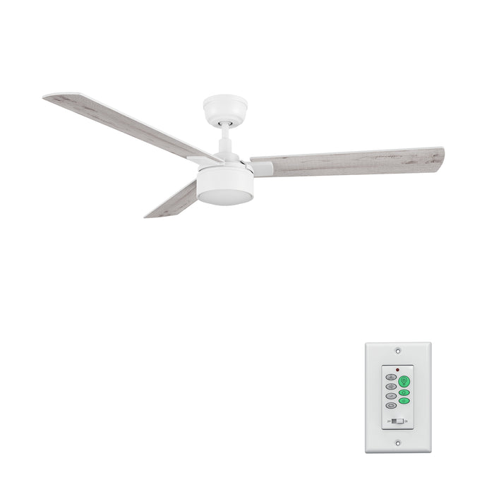 Carro USA CFW523B5-L11-WP-1 52" Stockton 3-Blade Ceiling Fan with LED Light & Wall Control - Fixture Finish: White - Blade Finish: Whitewashed