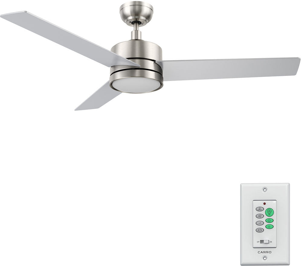 Carro USA CFW523E5-L12-SJ-1 52" Santana Modern Home Ceiling Fan - Fixture Finish: Brushed Nickel - Blade Finish: Silver