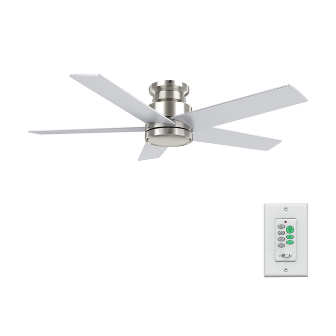Carro USA CFW525E5-N10-SJ-1-FM 52" Santana 5-Blade Flush Mount Home Ceiling Fan with Wall Control - Fixture Finish: Brushed Nickel - Blade Finish: Silver