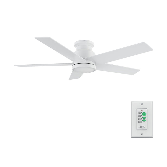 Carro USA CFW525E5-N10-W1-1-FM 52" Santana 5-Blade Flush Mount Home Ceiling Fan with Wall Control - Fixture Finish: White - Blade Finish: White