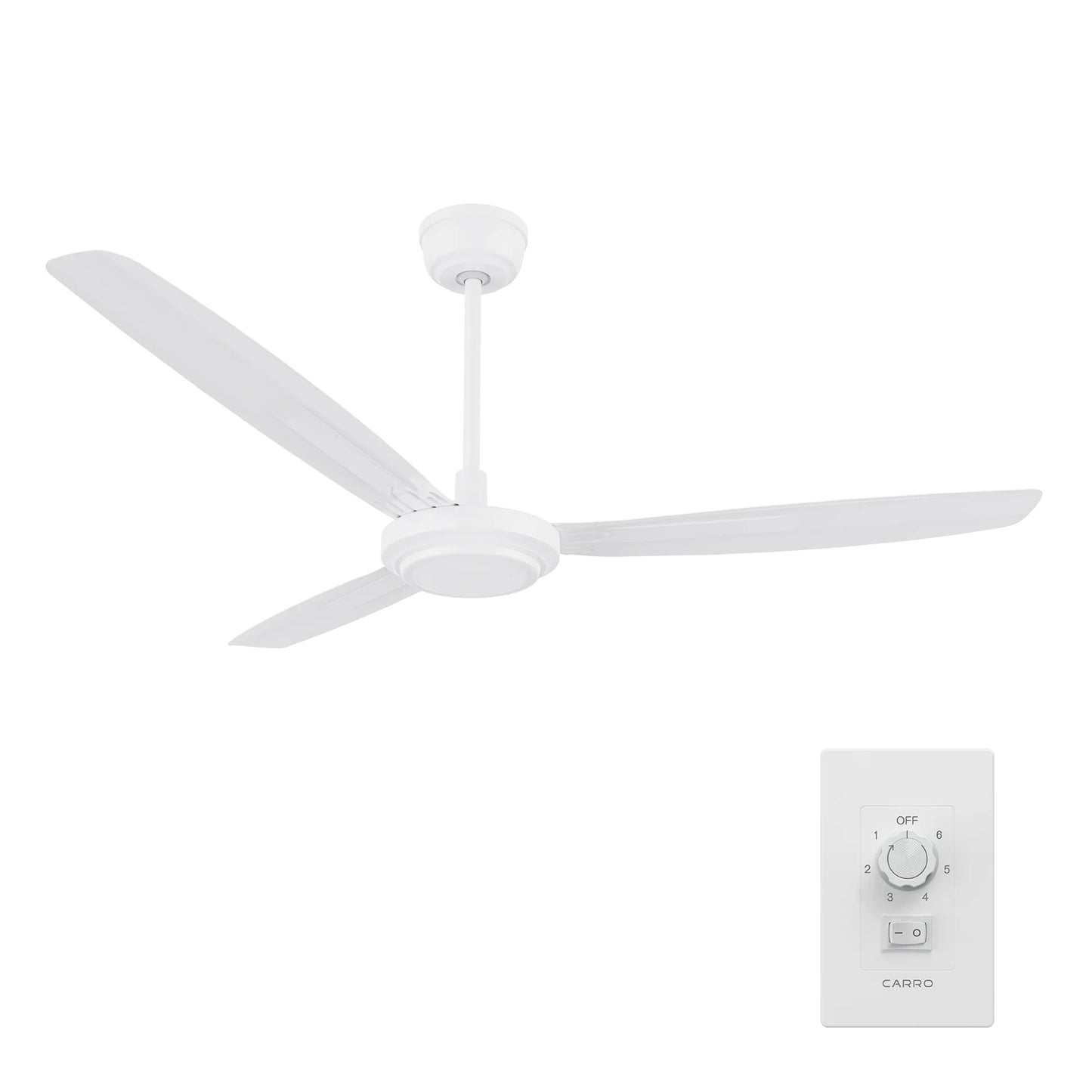 Carro USA CFW563Z1-N10-W1-1 56" Oberon Ceiling Fan with Wall Control - Fixture Finish: White - Blade Finish: White