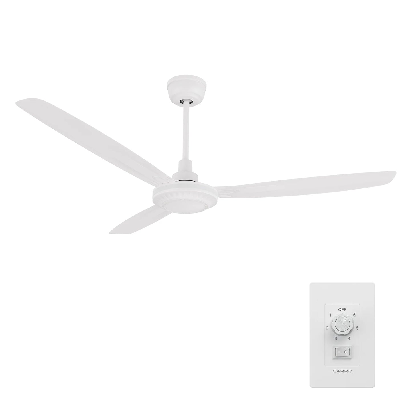 Carro USA CFW563Z2-N10-W1-1 56" Oberon Ceiling Fan with Wall Control - Fixture Finish: White - Blade Finish: White