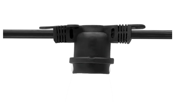 American Lighting CGLS-MNS-24-100-BK 100' Light String – Medium Base, 2' Socket Spacing, Non-Suspended, 14AWG SJTW Black Wire, 2-Prong Male Plug