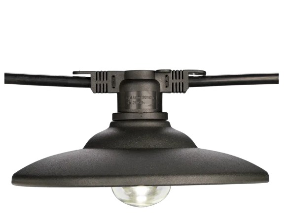 American Lighting CGLS-SHADE-CLAS-7 25 Shades for LS/LS2 Light Strings – Suspended & Non-Suspended, 1.77" H x 7.44" Dia, Black Exterior / Off-White Interior