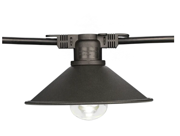 American Lighting CGLS-SHADE-DLX-6 25 Shades for LS/LS2 Light Strings – Suspended & Non-Suspended, 1.77" H x 6" Dia, Black Exterior / Off-White Interior