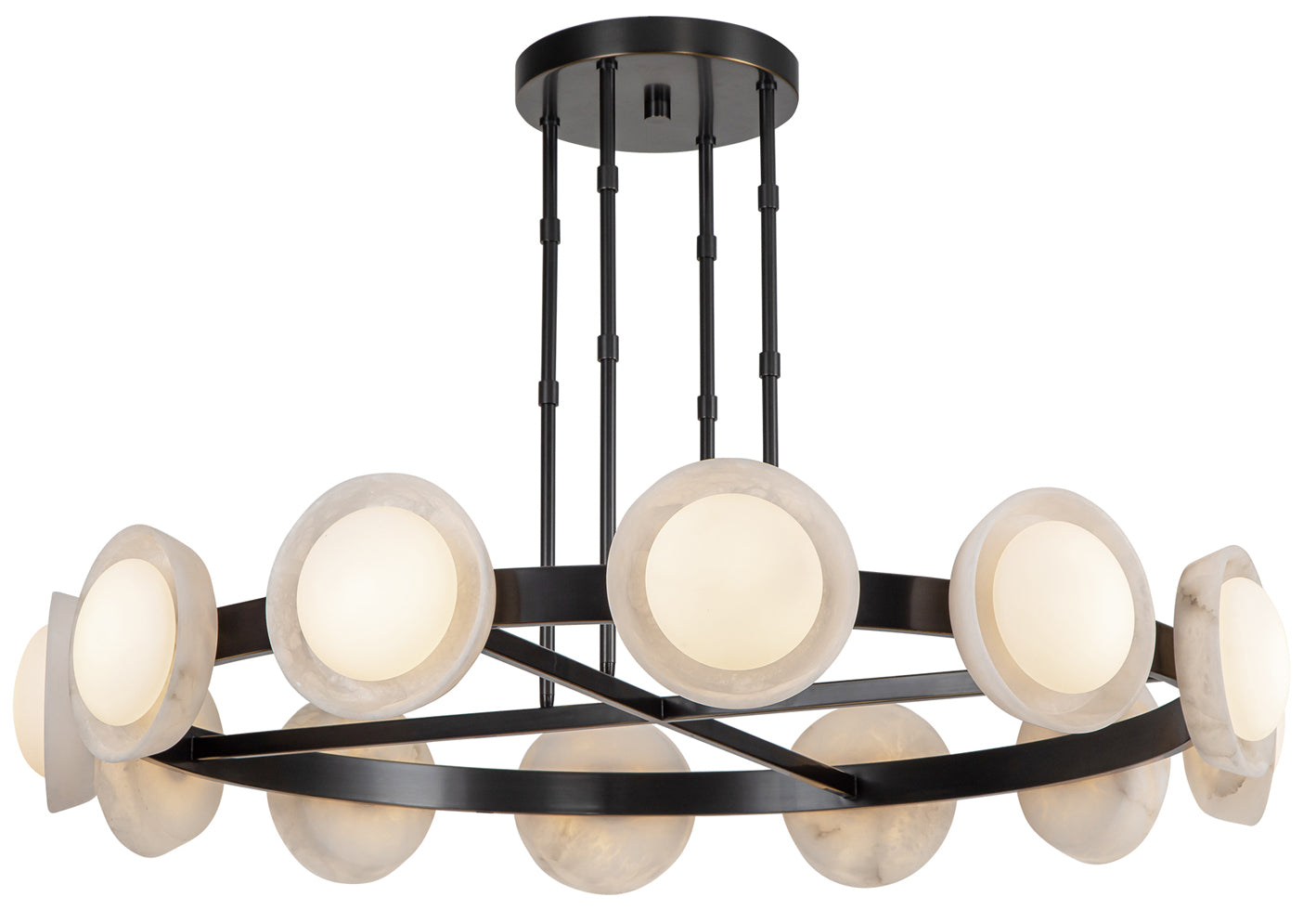 Alora Lighting CH320050UBAR Alonso LED 50.5 inch Chandelier Ceiling Light in Urban Bronze and Alabaster