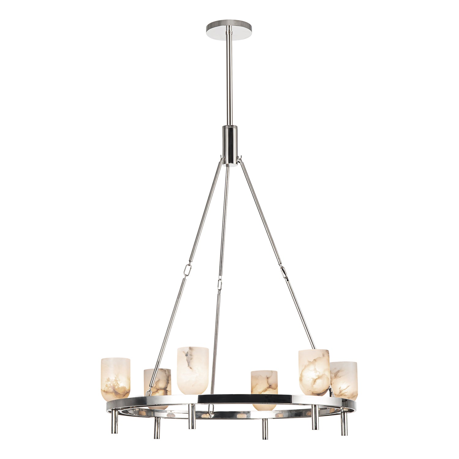 Alora Lighting CH338632PNAR Lucian 6 Light 31.5 inch Polished Nickel and Alabaster Chandelier Ceiling Light