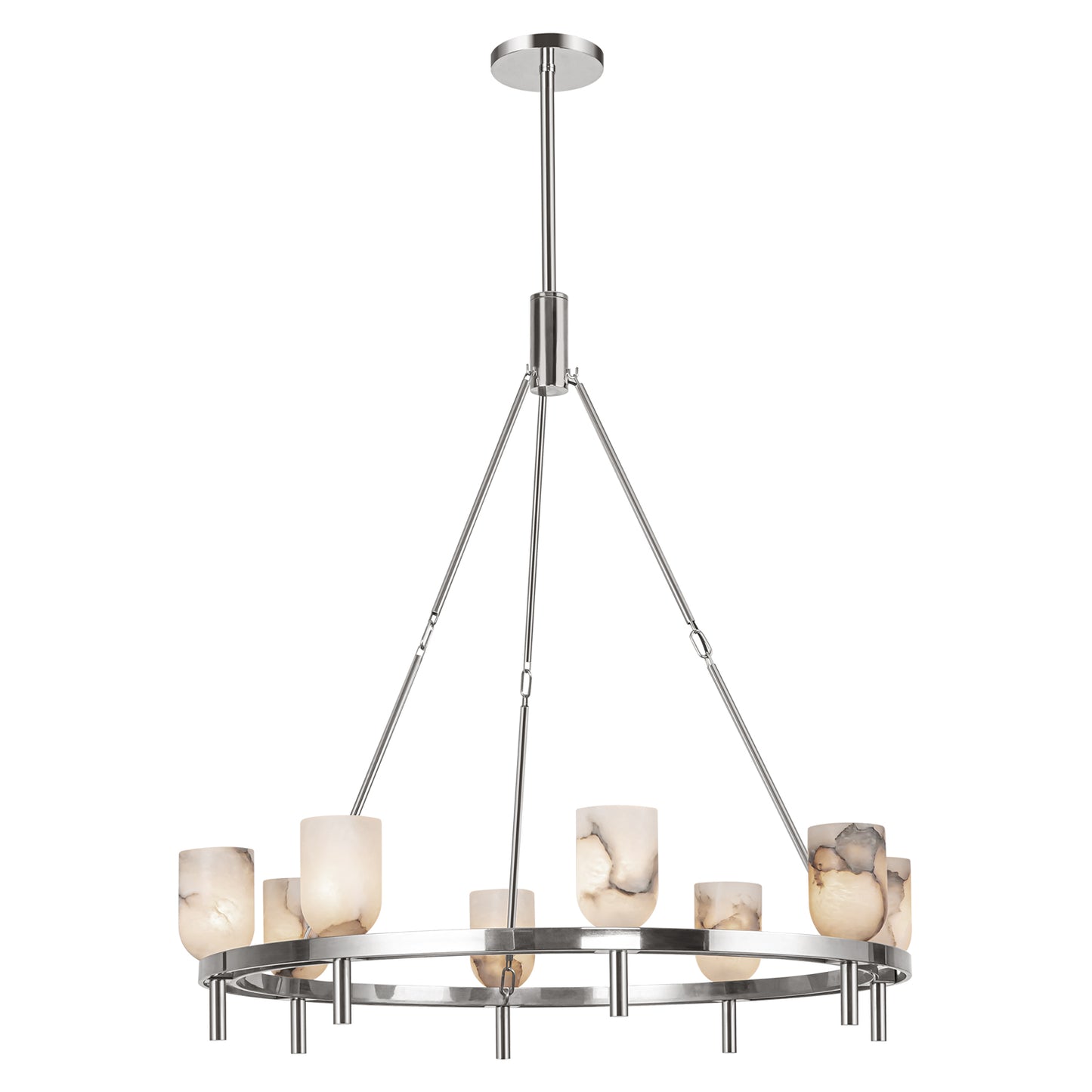 Alora Lighting CH338836PNAR Lucian 8 Light 36.13 inch Polished Nickel and Alabaster Chandelier Ceiling Light