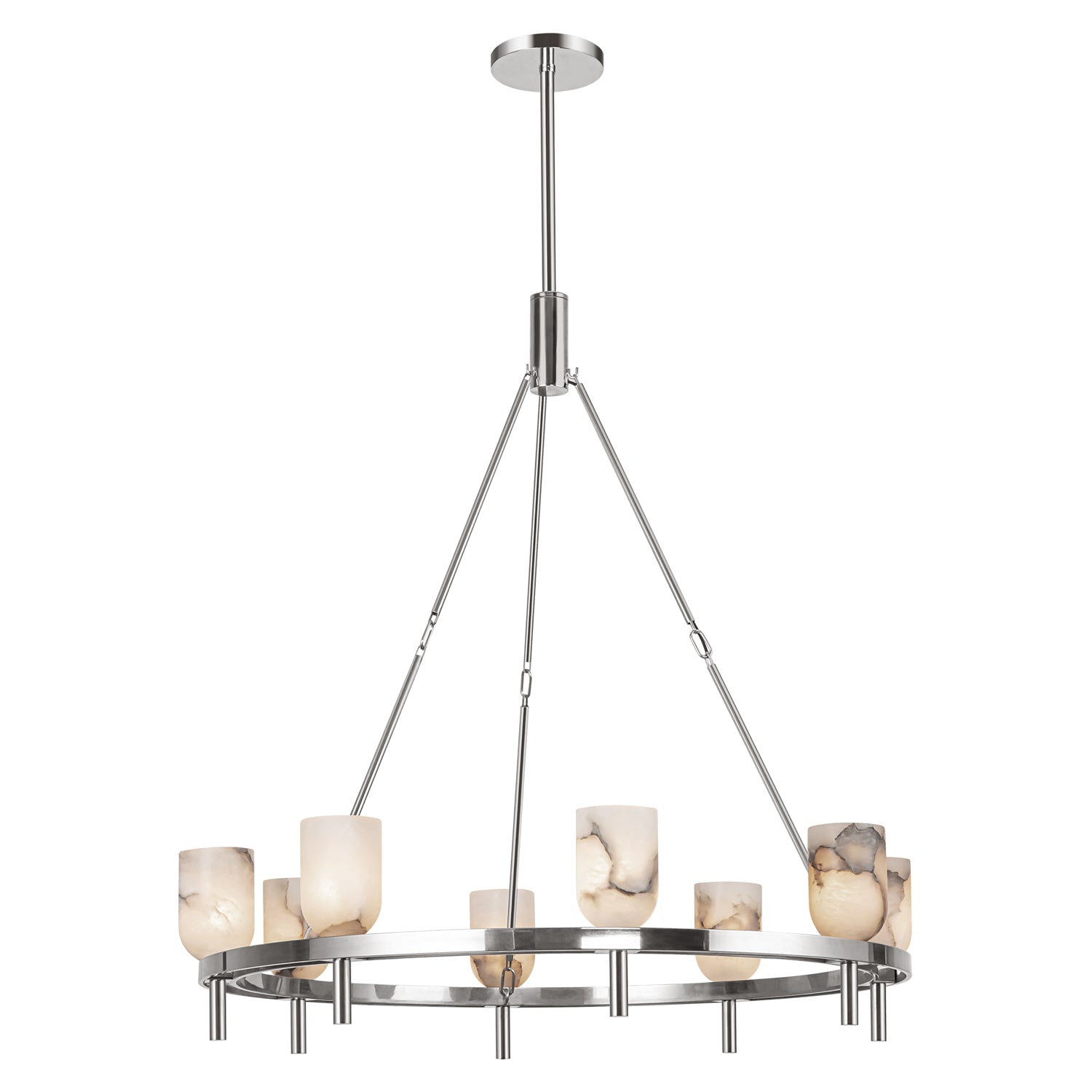 Alora Lighting CH338836PNAR Lucian 8 Light 36.13 inch Polished Nickel and Alabaster Chandelier Ceiling Light