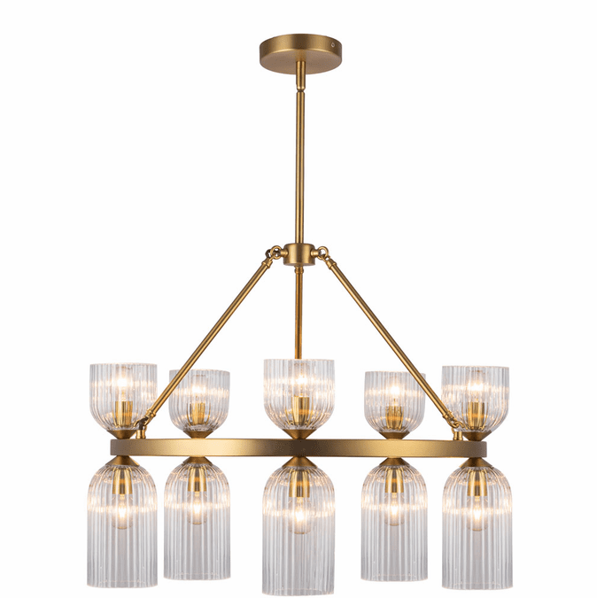 Alora Mood CH442626BGCR Nelly Contemporary Brushed Gold / Clear Ribbed Glass Chandelier Light