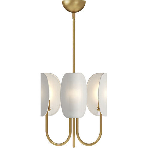 Alora Mood CH450715AGCW Seno 3 Light 15 inch Aged Gold and White Cotton Fabric Chandelier Ceiling Light