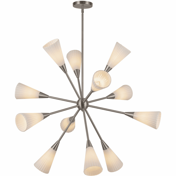 Alora Mood CH462039BNGR Cosmo Contemporary Brushed Nickel / Glossy Ribbed Opal Glass Chandelier Light