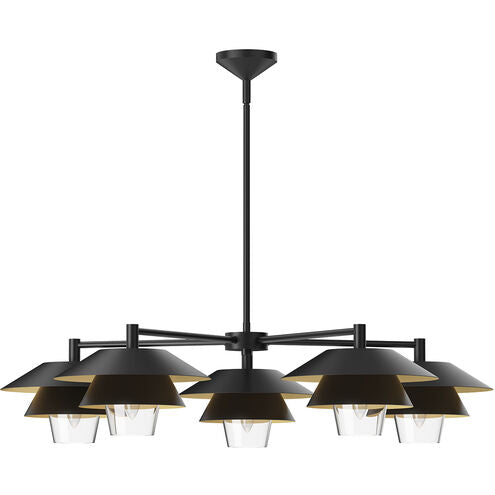 Alora Mood CH475138MBCL Tetsu 38-in Matte Black/Clear Glass 5 Lights Chandeliers