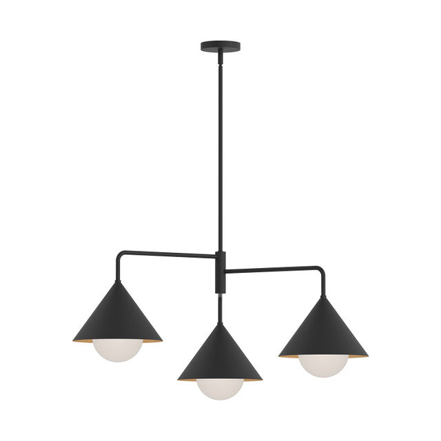 Alora Mood CH485245MBOP Remy Three Light Chandelier in Matte Black/Opal Glass