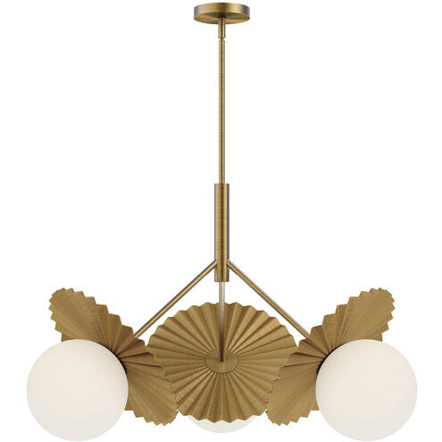 Alora Mood CH501334BGOP Plume 3 Light 33.63 inch Brushed Gold Chandelier Ceiling Light