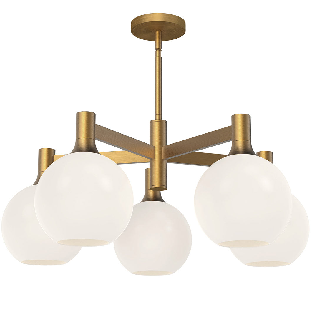 Alora Mood CH506129AGOP Castilla 5 Light 29.5 inch Aged Gold/Opal Matte Glass Chandelier Ceiling Light