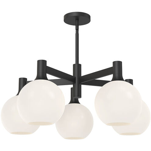 Alora Mood CH506129MBOP Castilla 5 Light 29.5 inch Matte Black Chandelier Ceiling Light in Opal Glass