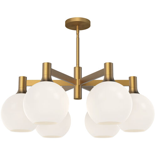 Alora Mood CH506230AGOP Castilla 6 Light 29.5 inch Aged Gold Chandelier Ceiling Light in Opal Glass