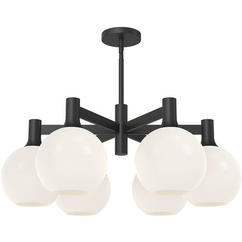 Alora Mood CH506230MBOP Castilla 6 Light 29.5 inch Matte Black Chandelier Ceiling Light in Opal Glass