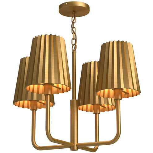 Alora Mood CH528423AG Plisse 4 Light 22.5 inch Aged Gold Chandelier Ceiling Light