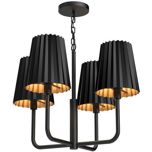 Alora Mood CH528423MB Plisse 4 Light 22.5 inch Matte Black Chandelier Ceiling Light