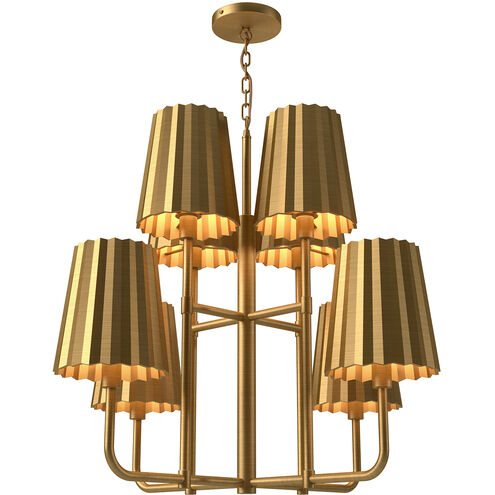 Alora Mood CH528830AG Plisse 8 Light 30 inch Aged Gold Chandelier Ceiling Light