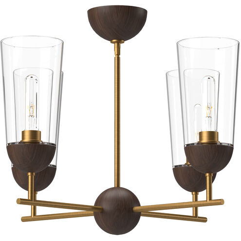 Alora Mood CH542324AGWT Emil 4 Light 25 inch Aged Gold and Walnut Chandelier Ceiling Light