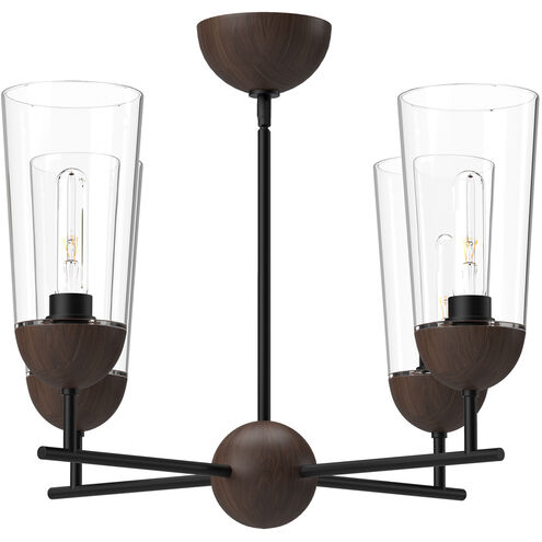 Alora Mood CH542324MBWT Emil 4 Light 25 inch Matte Black and Walnut Chandelier Ceiling Light