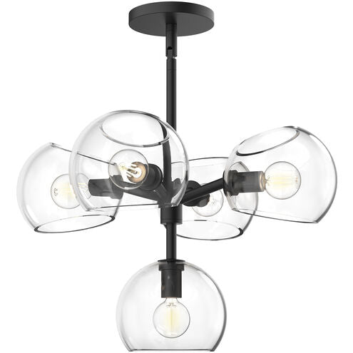 Alora Mood CH548518MBCL Willow 5 Light 18 inch Matte Black Chandelier Ceiling Light in Clear