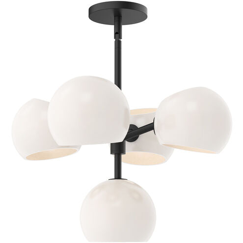Alora Mood CH548518MBOP Willow 5 Light 18 inch Matte Black Chandelier Ceiling Light in Opal Glass