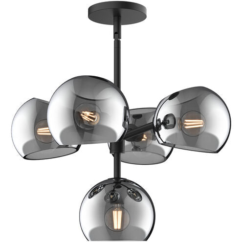 Alora Mood CH548518MBSM Willow 5 Light 18 inch Matte Black Chandelier Ceiling Light in Smoke Glass