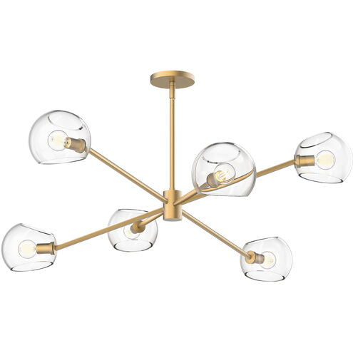 Alora Mood CH548637BGCL Willow 6 Light 37 inch Brushed Gold Chandelier Ceiling Light in Clear