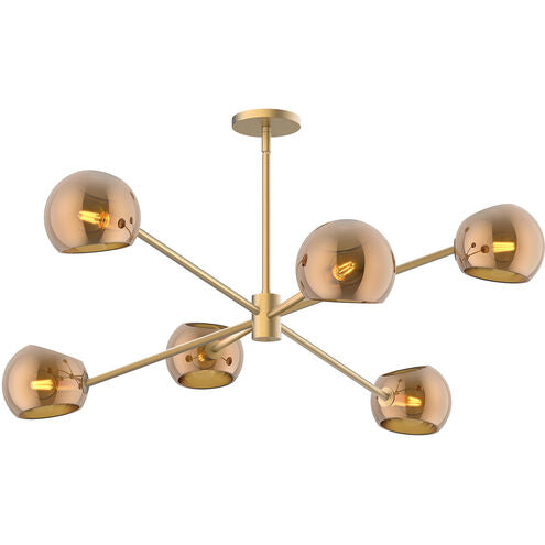 Alora Mood CH548637BGCP Willow 6 Light 37 inch Brushed Gold Chandelier Ceiling Light in Copper
