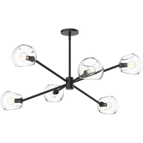 Alora Mood CH548637MBCL Willow 6 Light 37 inch Matte Black Chandelier Ceiling Light in Clear