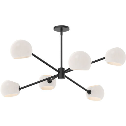 Alora Mood CH548637MBOP Willow 6 Light 37 inch Matte Black Chandelier Ceiling Light in Opal Glass