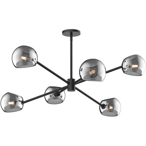 Alora Mood CH548637MBSM Willow 6 Light 37 inch Matte Black Chandelier Ceiling Light in Smoke Glass