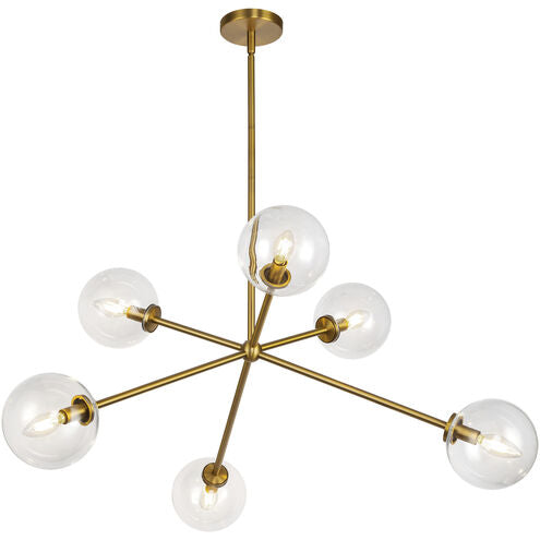 Alora Mood CH549640AGCL Cassia 6 Light 39.5 inch Aged Gold Chandelier Ceiling Light in Clear Glass Shade
