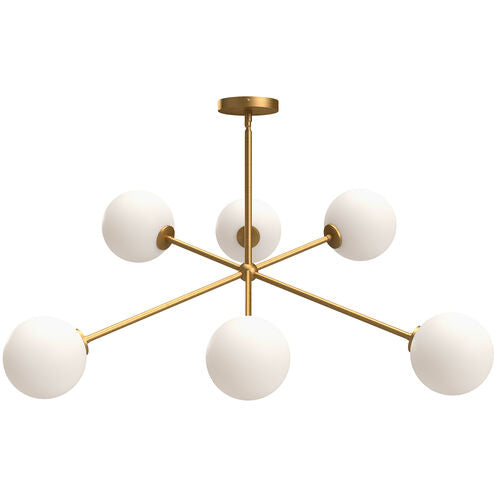 Alora Mood CH549640AGOP Cassia 6 Light 39.5 inch Aged Gold Chandelier Ceiling Light in Opal Glass Shade