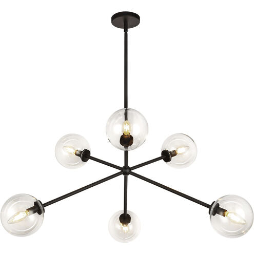 Alora Mood CH549640MBCL Cassia 6 Light 39.5 inch Matte Black Chandelier Ceiling Light in Clear Glass Shade