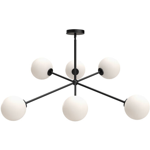 Alora Mood CH549640MBOP Cassia 6 Light 39.5 inch Matte Black Chandelier Ceiling Light in Opal Glass Shade