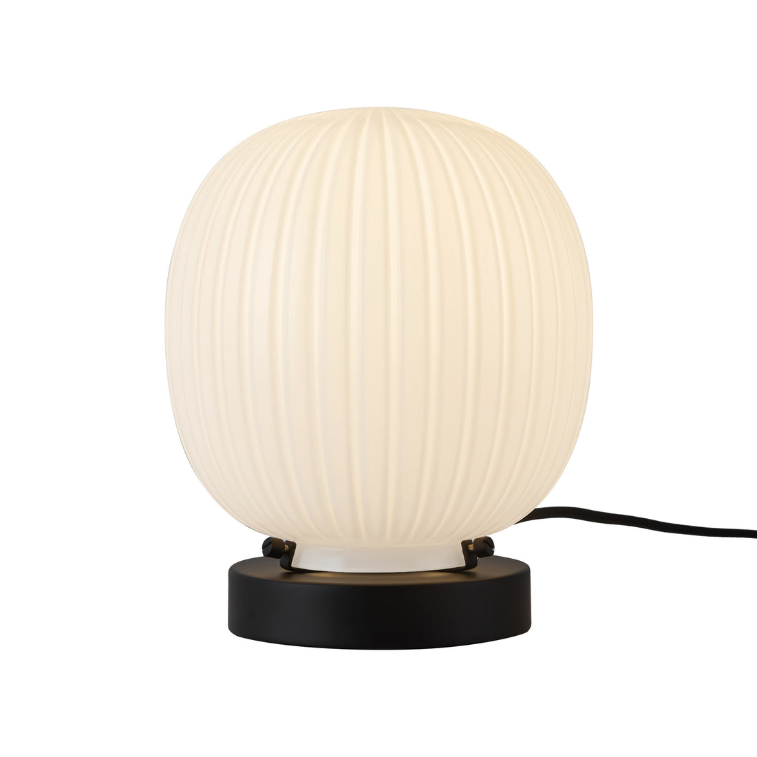 Alora Mood TL579107MBGR Cherise 7-Inch Table Lamp, Matte Black/Glossy Ribbed Opal Glass, Glossy Ribbed Opal Glass Shade, Omni-Directional Light, Steel Base, Black Wire