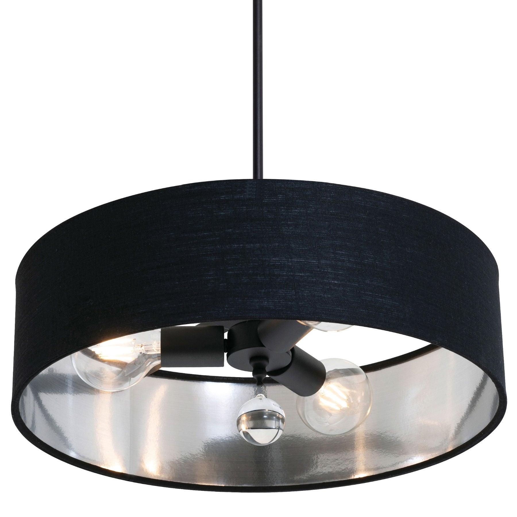 AFX Lighting CLNP18MBBK-BKSL Celine Pendant Light 18 Inch Medium Base Black Finish - Black/Silver shade, 120V