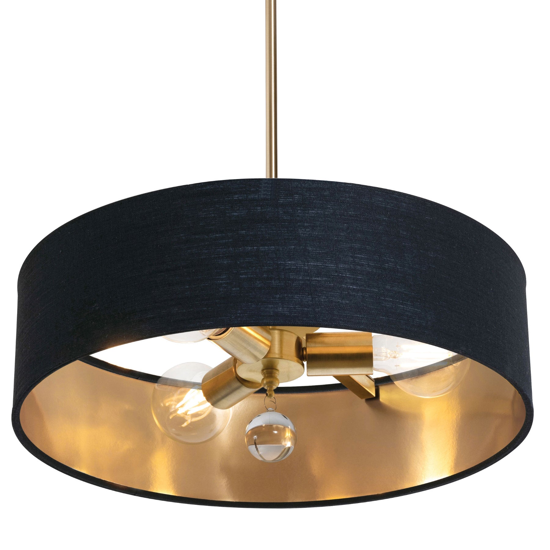 AFX Lighting CLNP18MBSB-BKGD Celine Pendant Light 18 Inch Medium Base Satin Brass Finish - Black/Gold shade, 120V