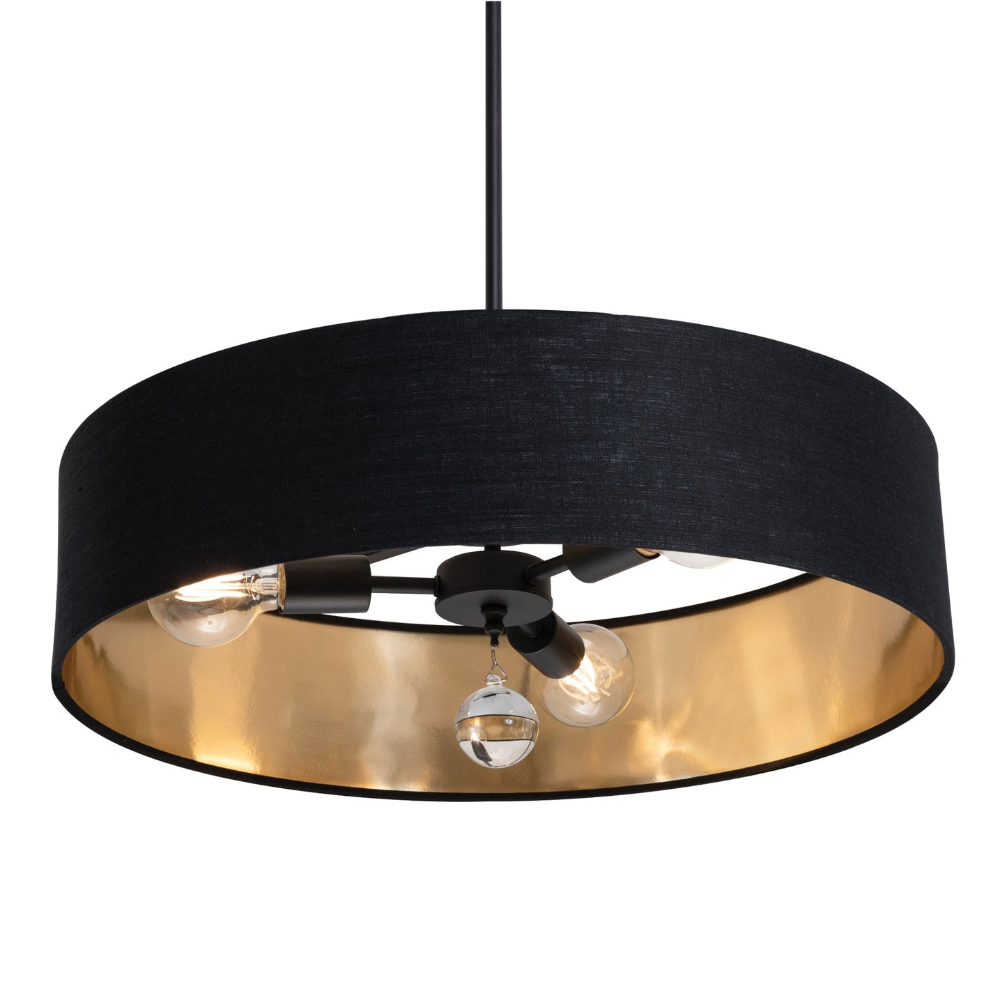AFX Lighting CLNP24MBBK-BKGD Celine Pendant Light 24 Inch Medium Base Black Finish - Black/Gold shade, 120V