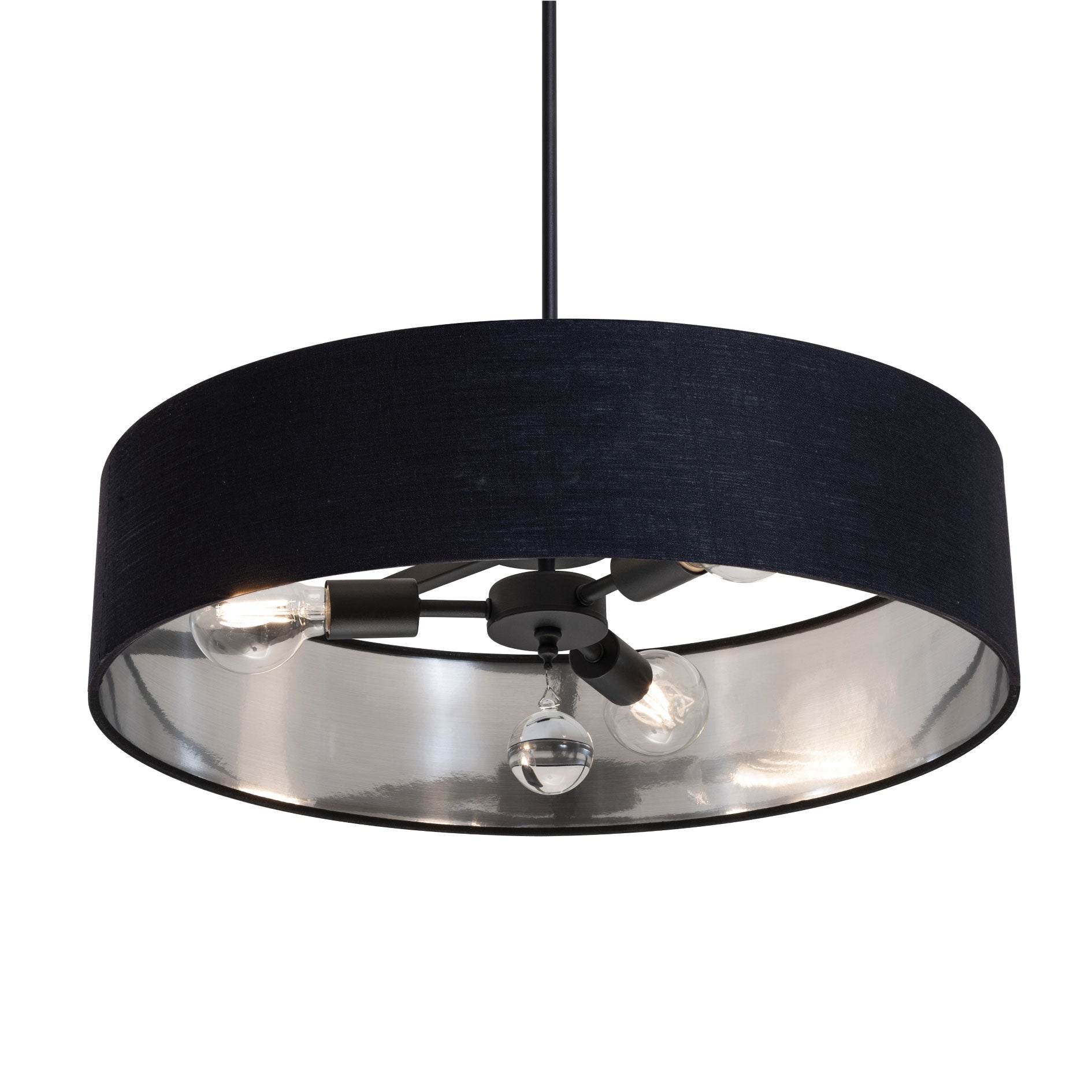 AFX Lighting CLNP24MBBK-BKSL Celine Pendant Light 24 Inch Medium Base Black Finish - Black/Silver shade, 120V
