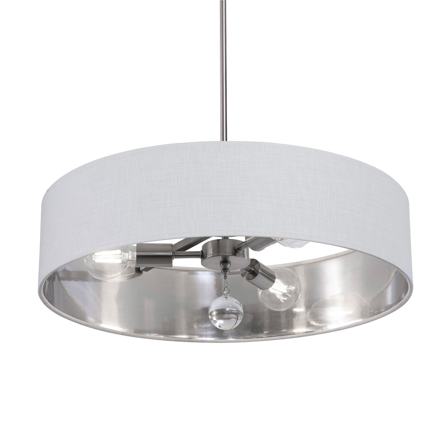 AFX Lighting CLNP24MBSN-WHSL Celine Pendant Light 24 Inch Medium Base Satin Nickel Finish - White/Silver shade, 120V