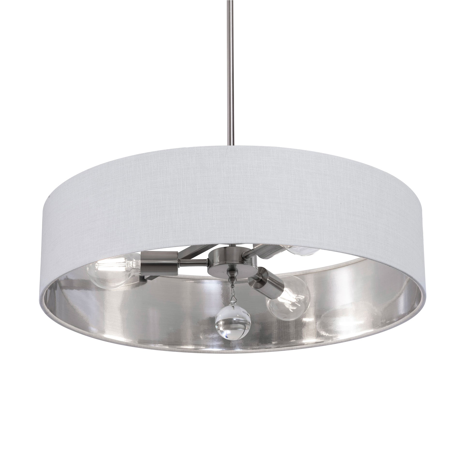 AFX Lighting CLNP24MBSN-WHSL Celine Pendant Light 24 Inch Medium Base Satin Nickel Finish - White/Silver shade, 120V