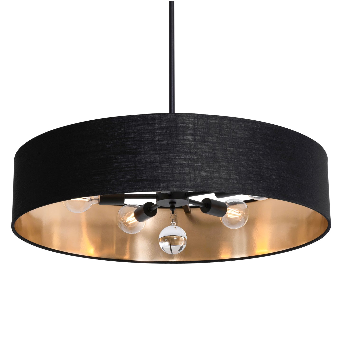 AFX Lighting CLNP30MBBK-BKGD Celine 30 Inch LED Pendant Light Medium Base Black Finish - Black/Gold shade