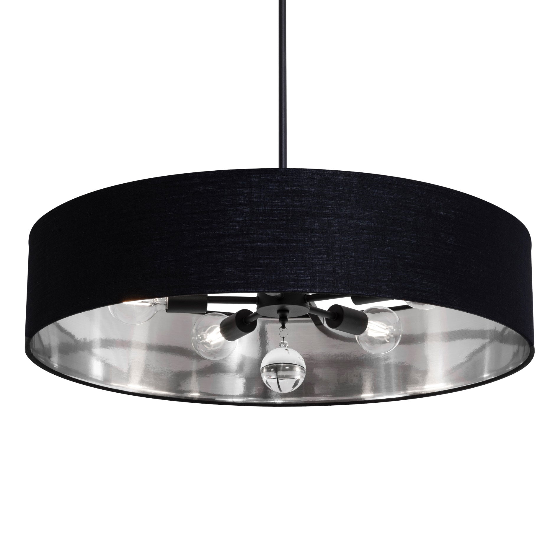 AFX Lighting CLNP30MBBK-BKSL Celine 30 Inch LED Pendant Light Medium Base Black Finish - Black/Silver shade