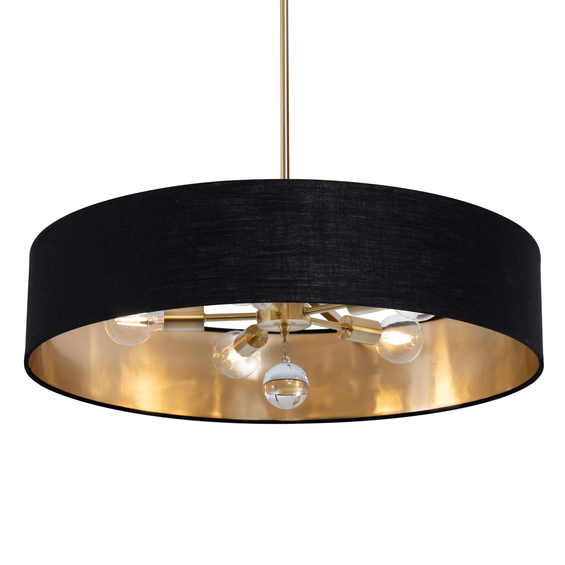 AFX Lighting CLNP30MBSB-BKGD Celine 30 Inch LED Pendant Light Medium Base Satin Brass Finish - Black/Gold shade